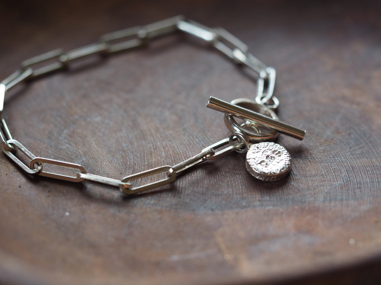 Bracelet à bascule en trombone épais en argent sterling