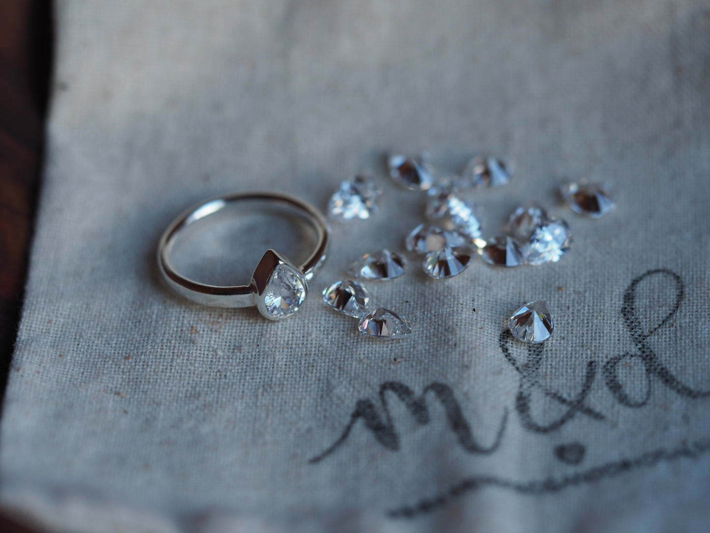 Bague en forme de larme en argent sterling