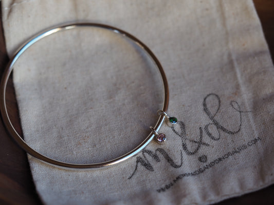 Bracelet en argent sterling avec pierre de naissance