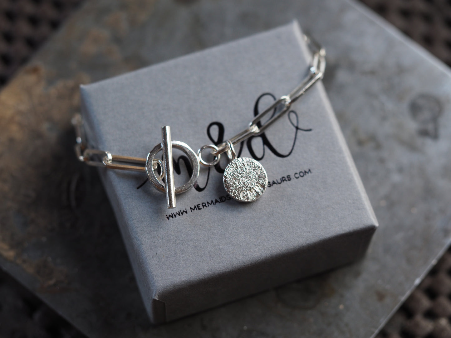 Bracelet à bascule en trombone épais en argent sterling