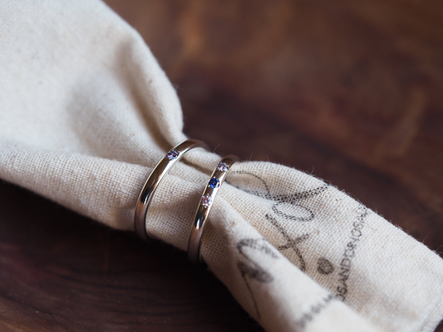 Silver flush set birthstone ring