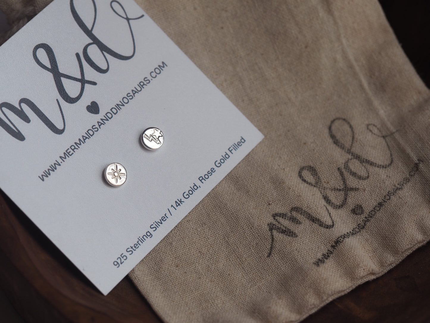 Personalised silver disc earrings