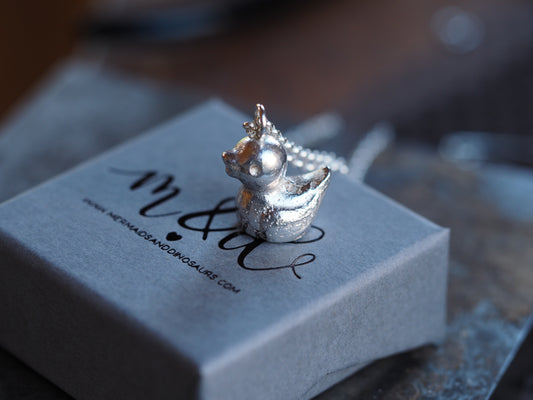 Solid silver little duck necklace (AKA Ducky)