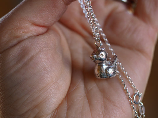 Solid silver little duck necklace (AKA Ducky)
