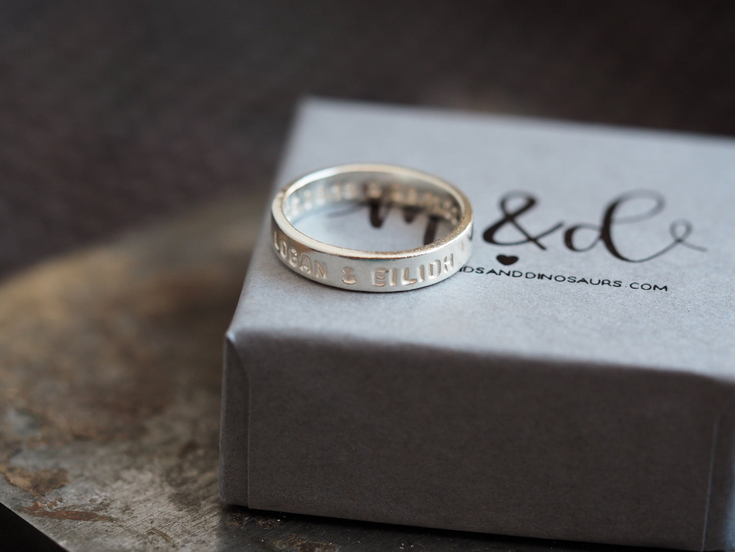 Chunky personalised sterling silver ring