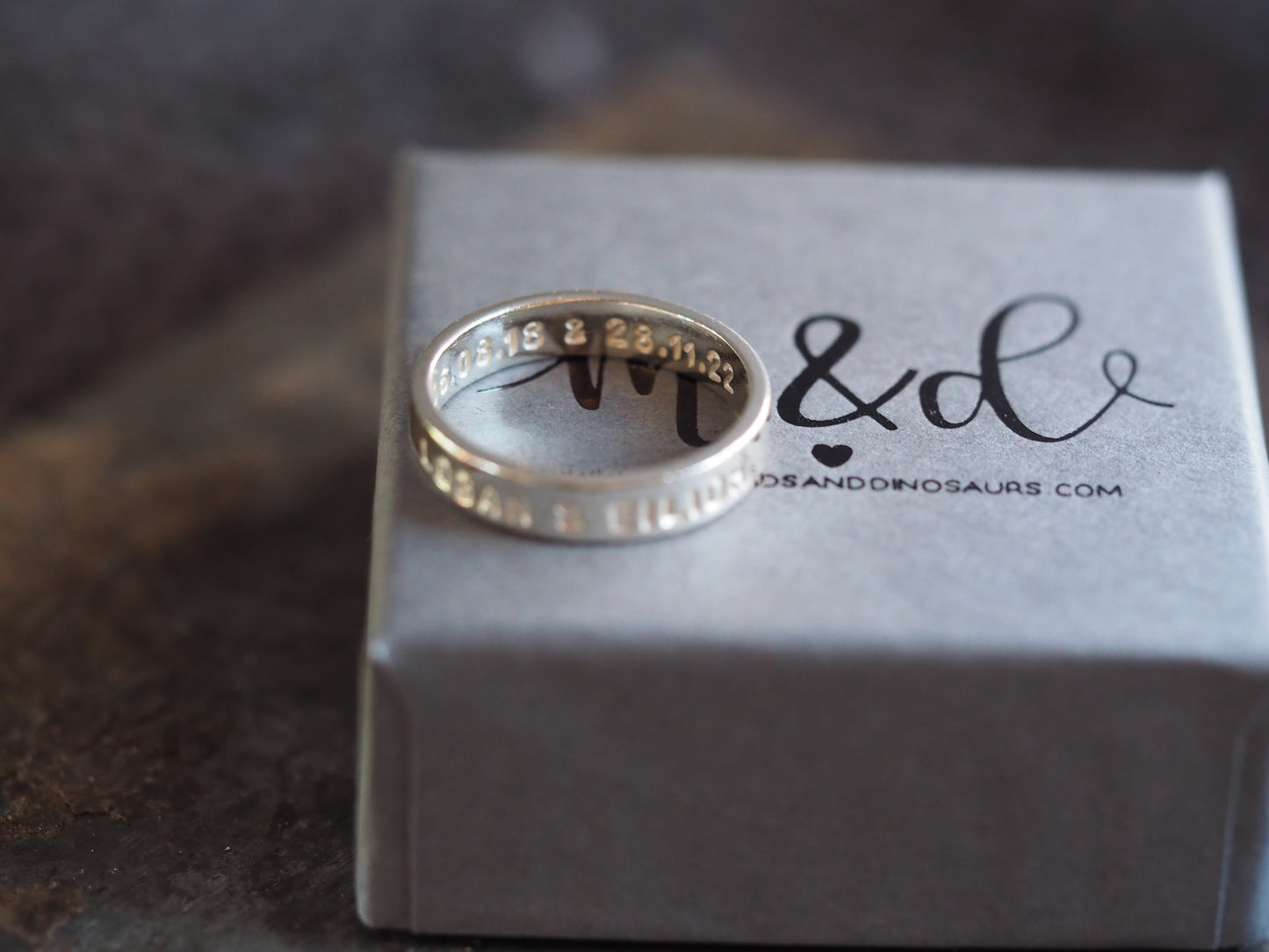 Chunky personalised sterling silver ring