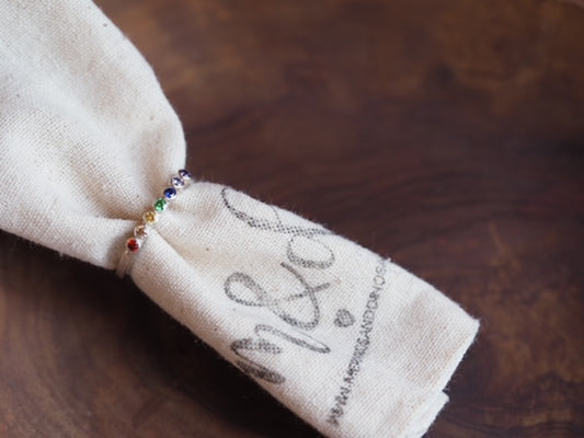 Bague arc-en-ciel en argent sterling