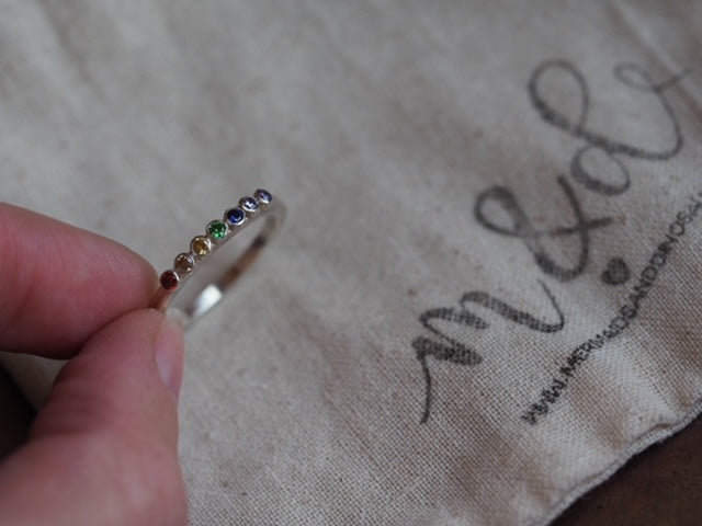 Bague arc-en-ciel en argent sterling