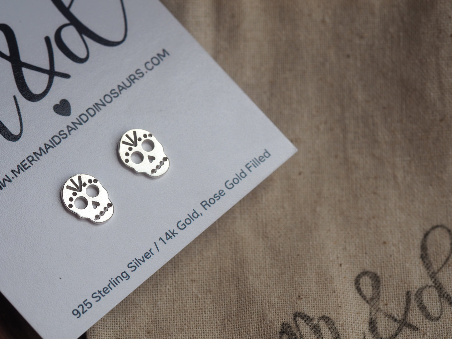 Sterling silver sugar skull earrings