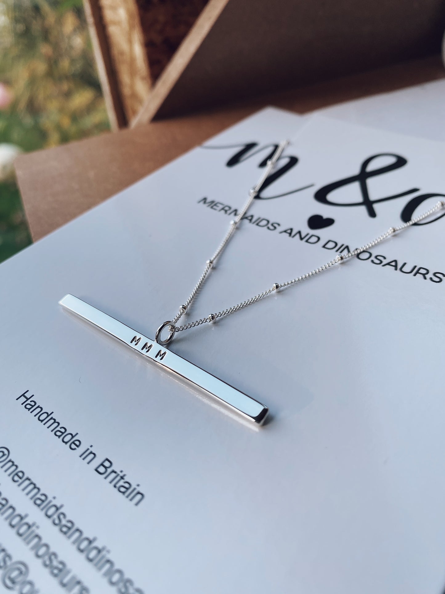 Collier barre en argent sterling