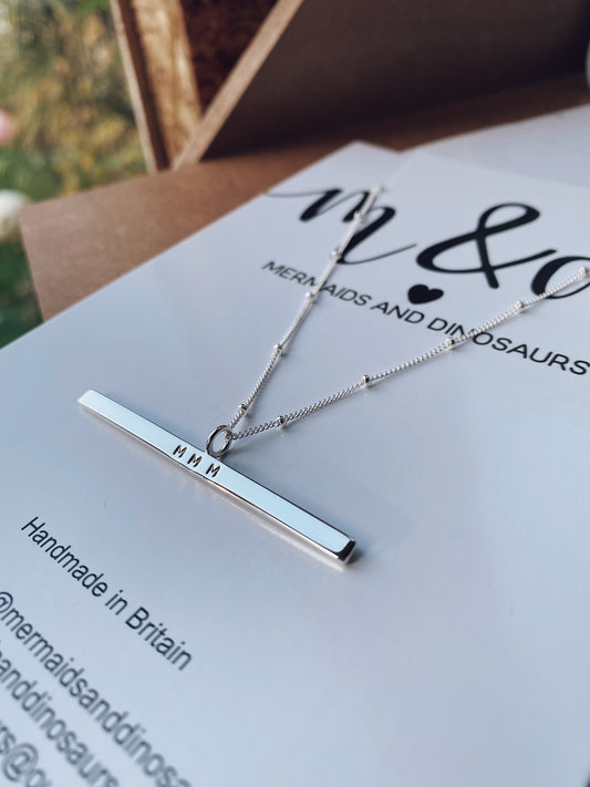 Collier barre en argent sterling