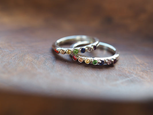 Bague arc-en-ciel en argent sterling