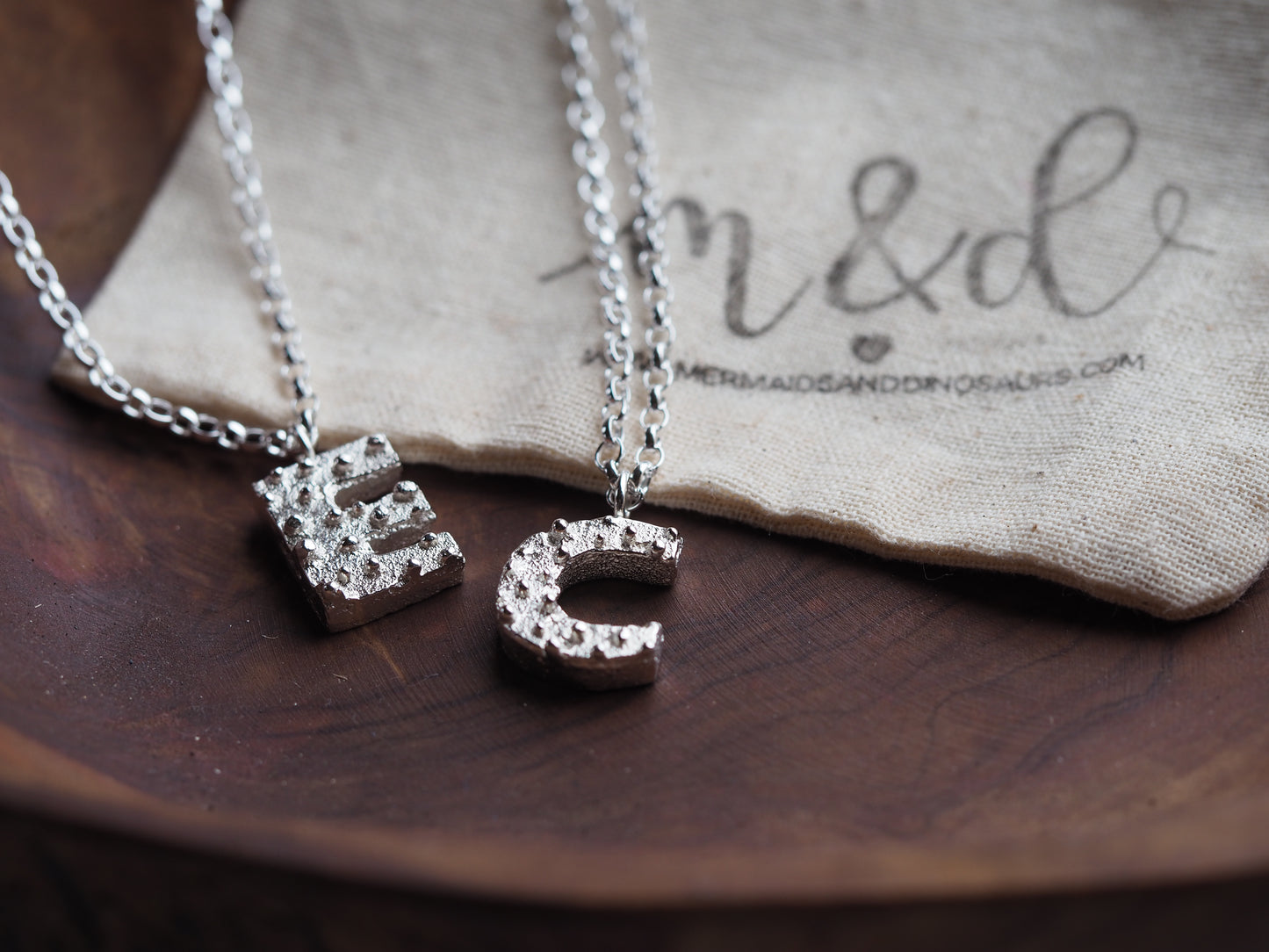Chunky solid initial necklace - wax carved and sand cast