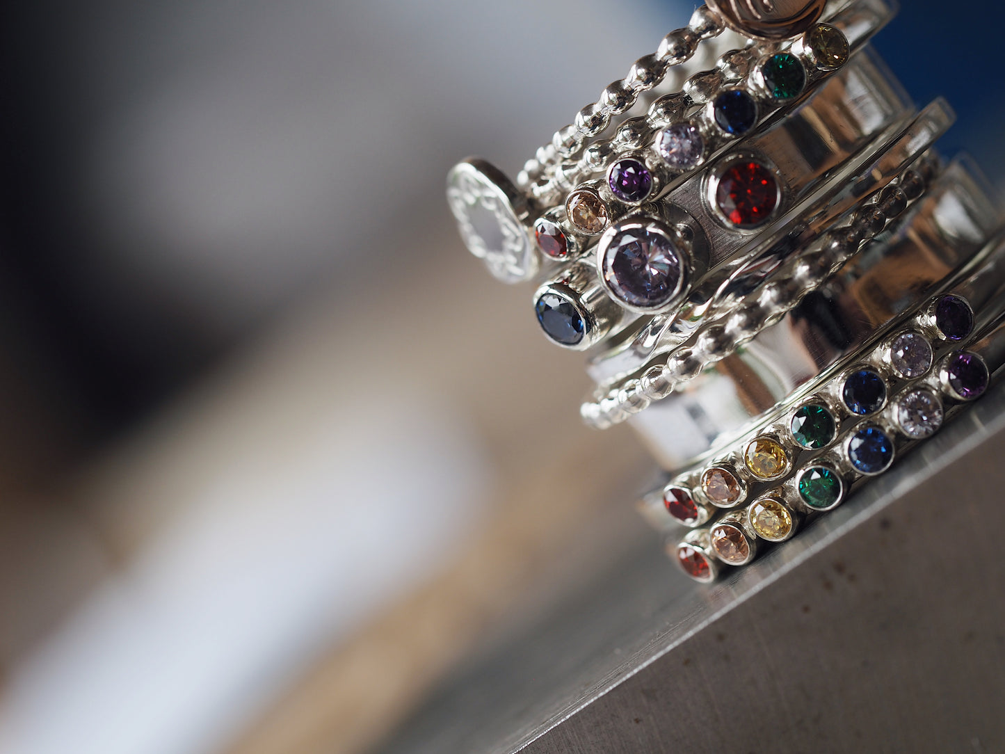 Bague arc-en-ciel en argent sterling