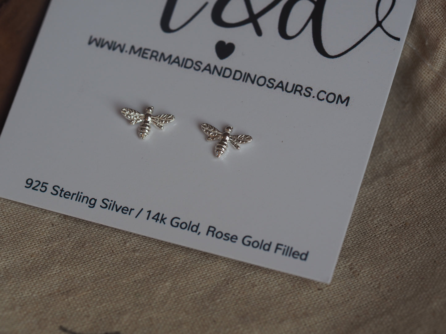 Boucles d'oreilles abeille en argent sterling