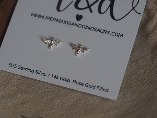 Boucles d'oreilles abeille en argent sterling