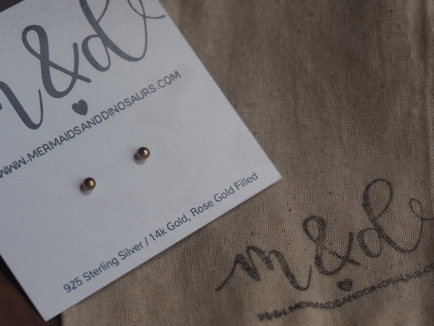 Boucles d'oreilles puces boule Or 9 Carats/Or rose
