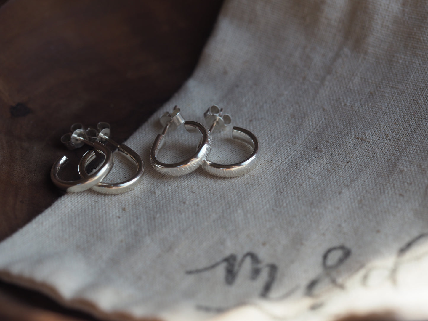 Sterling silver huggie hoop earrings