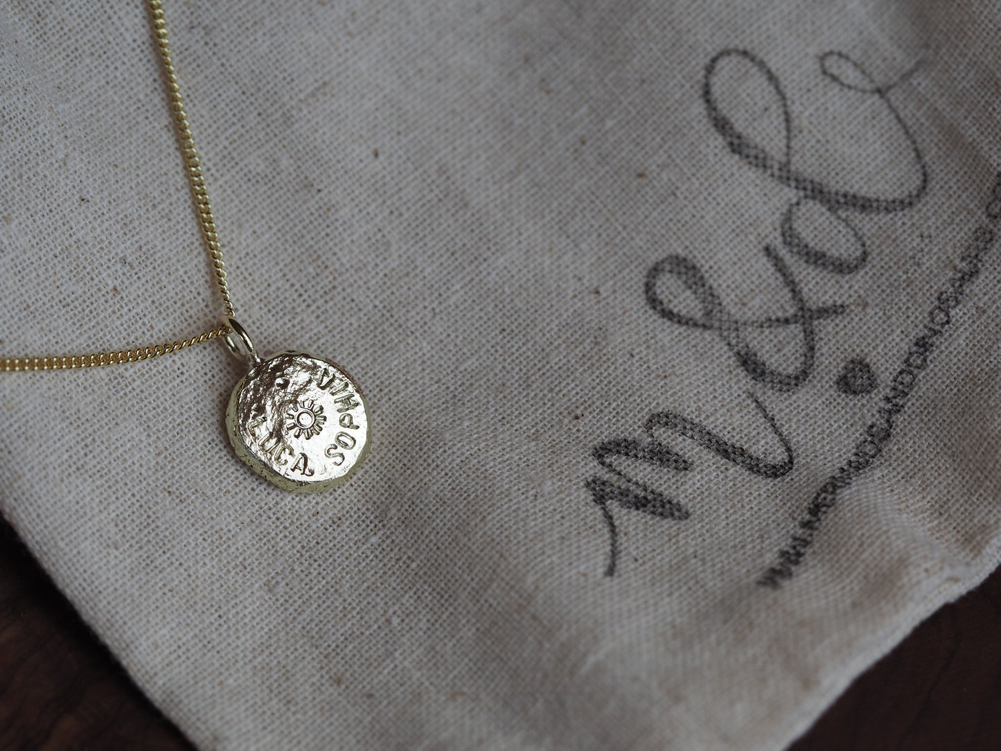 Solid 9ct gold nugget necklace