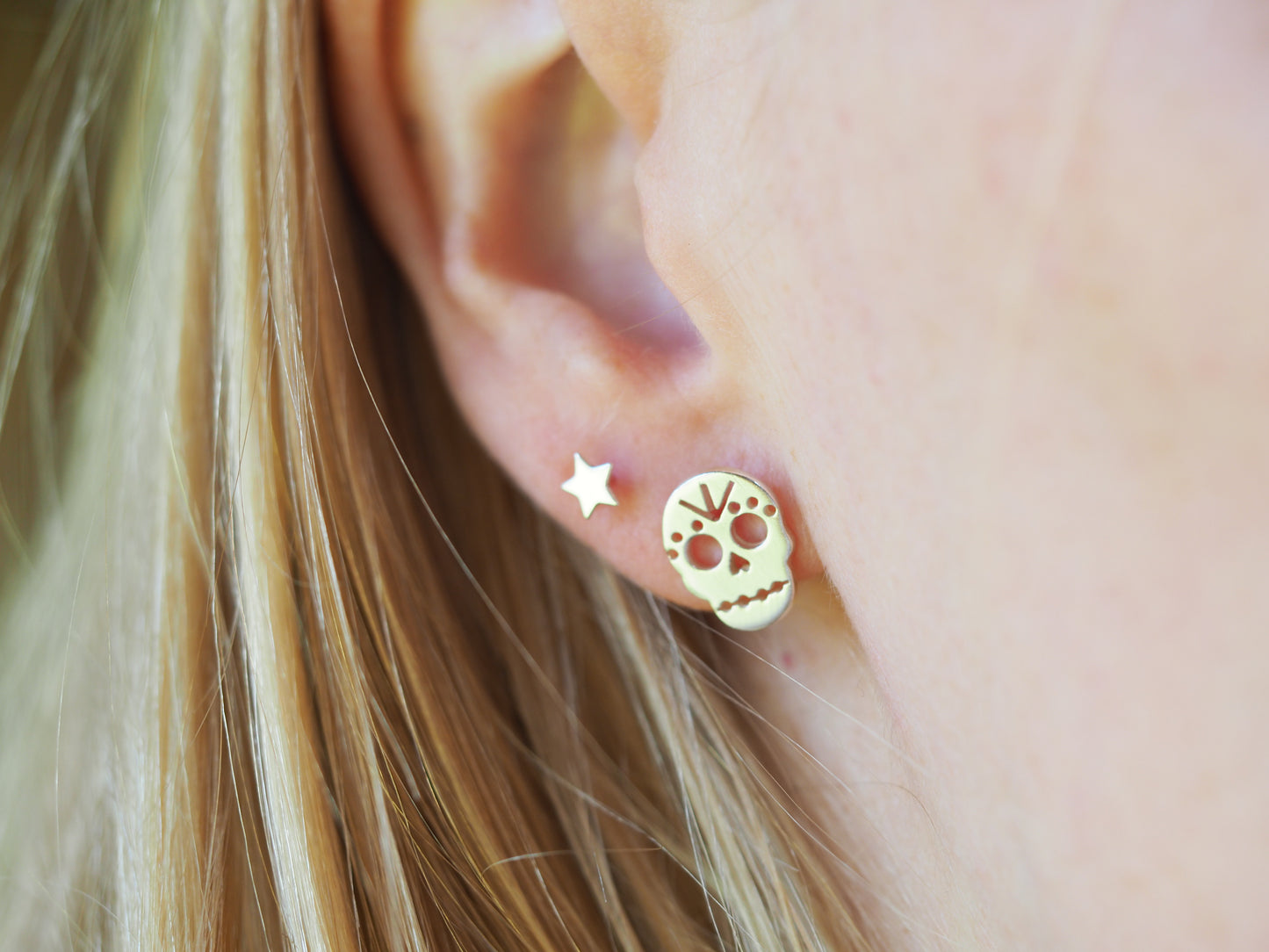 Sterling silver sugar skull earrings