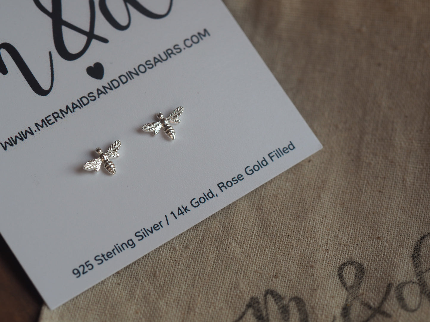 Boucles d'oreilles abeille en argent sterling