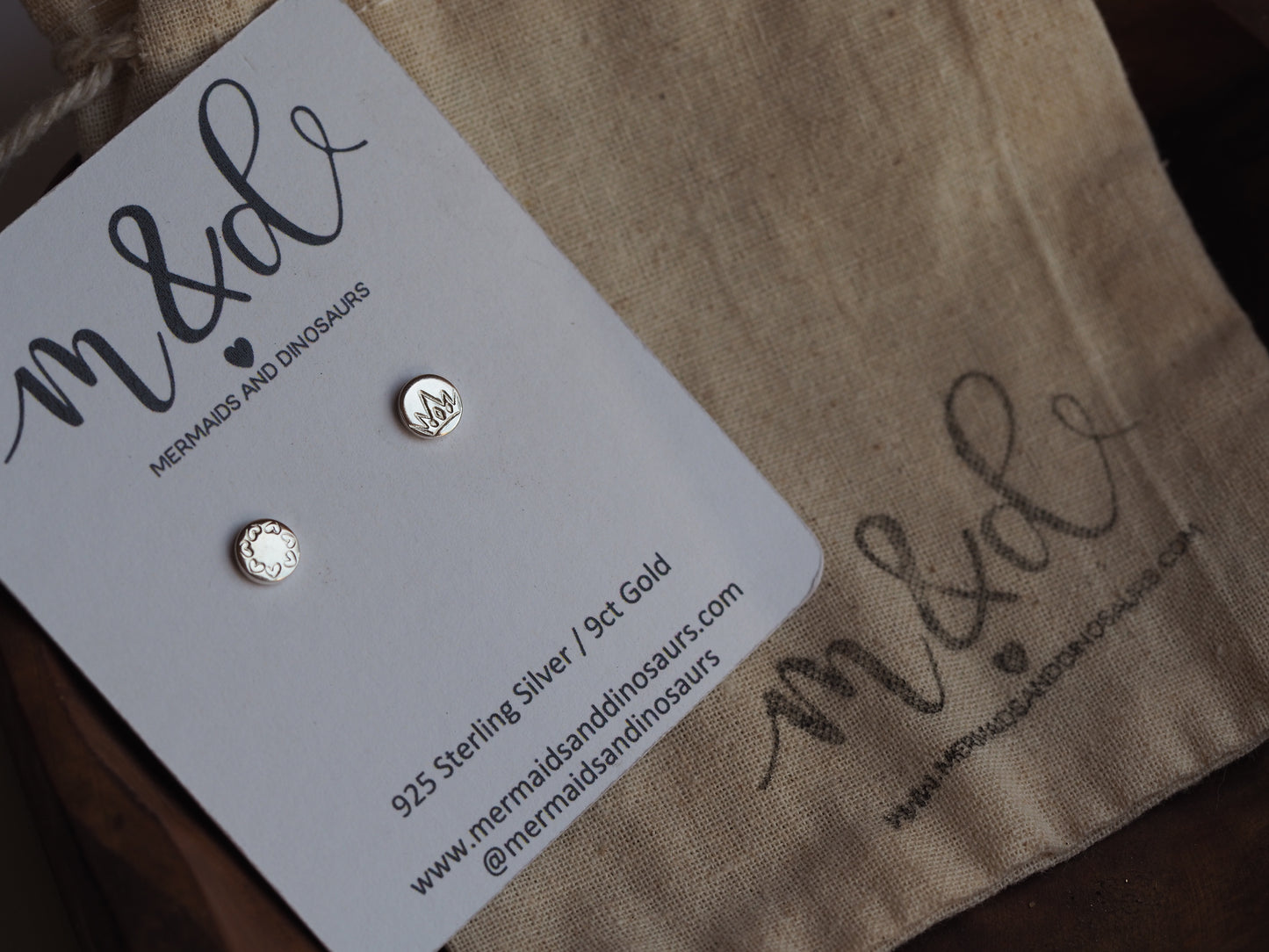 Personalised silver disc earrings