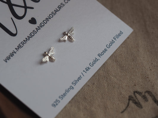 Boucles d'oreilles abeille en argent sterling