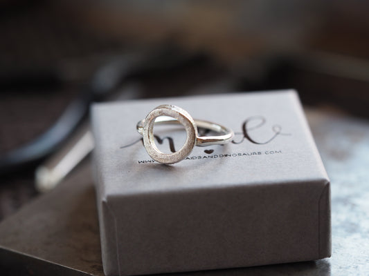 Sterling silver circle molten ring
