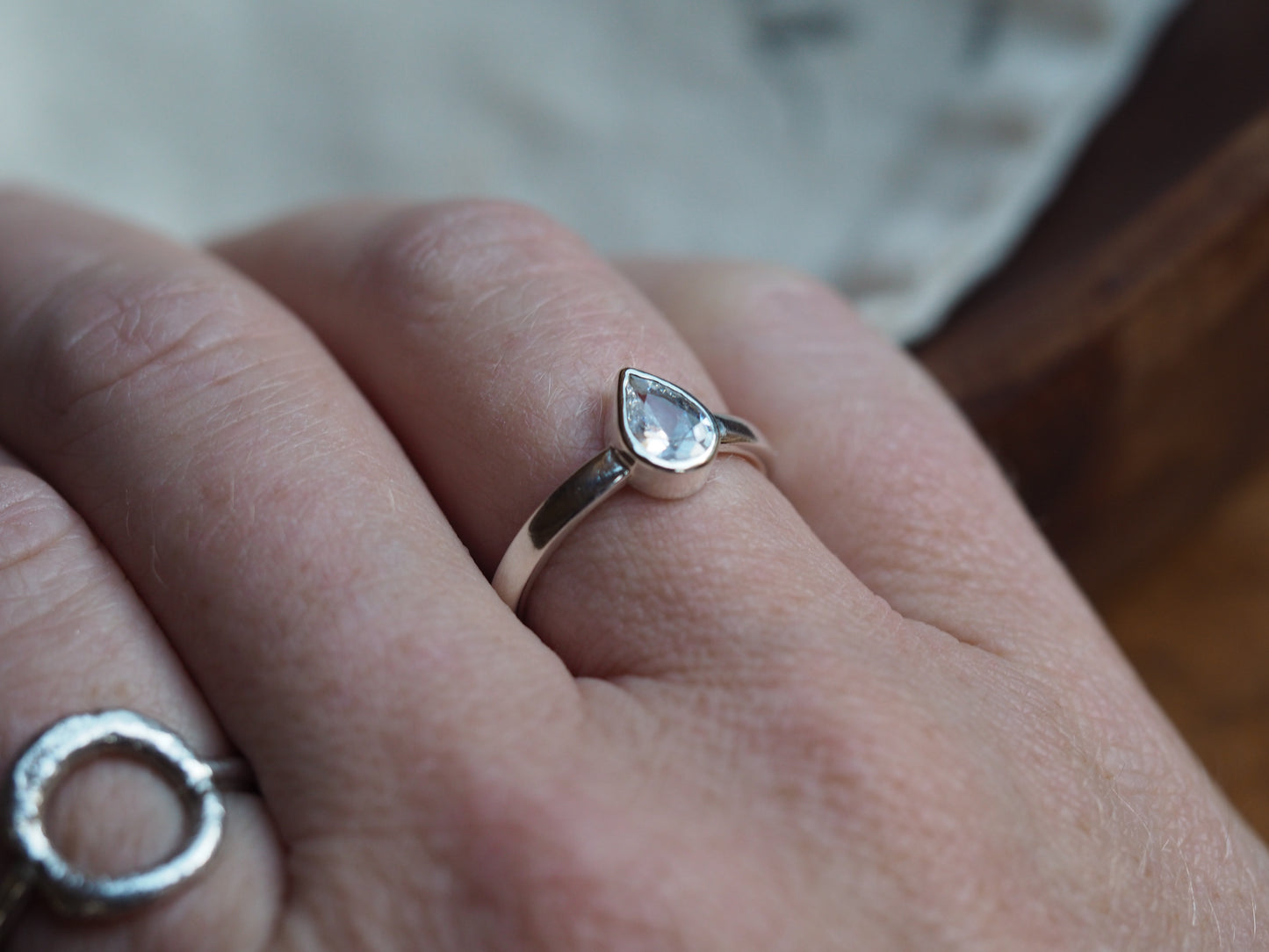 Sterling silver teardrop ring