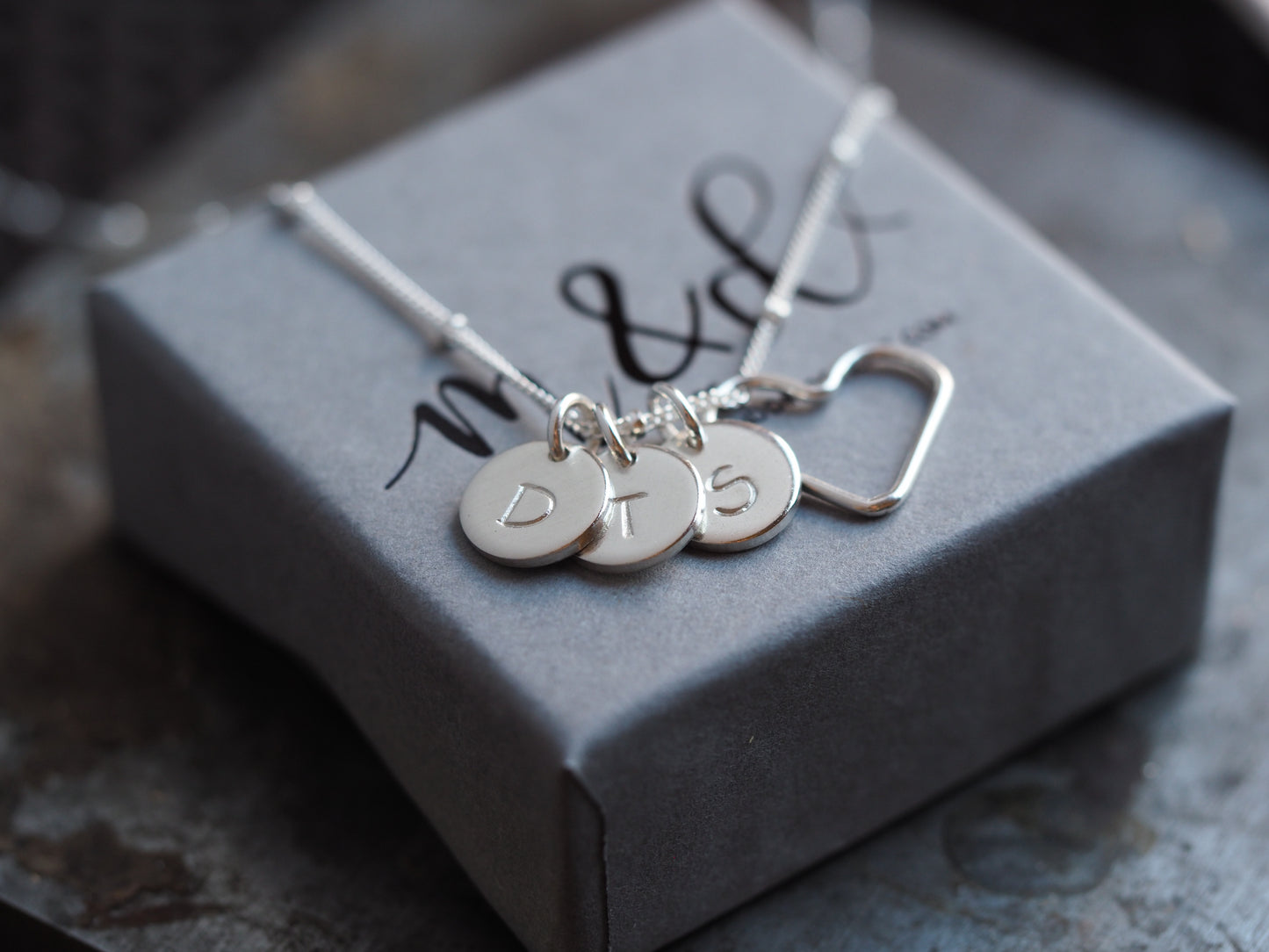 925 sterling silver initial necklace with heart charm 