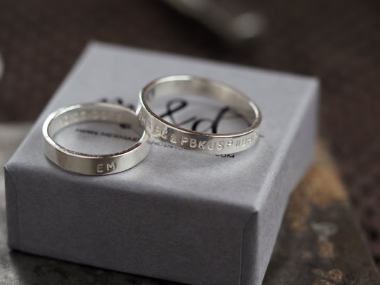 Chunky personalised sterling silver ring
