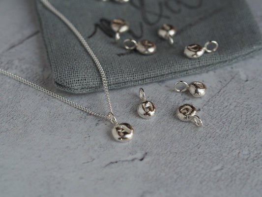 Silver mini initial nugget necklace