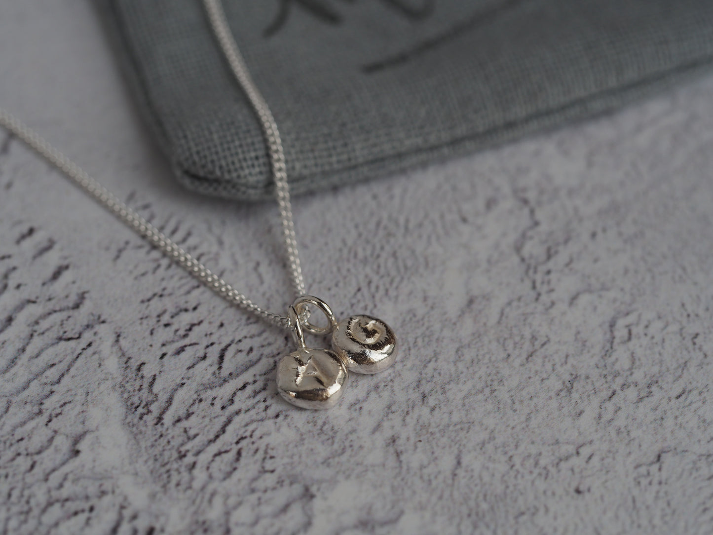 Silver mini initial nugget necklace