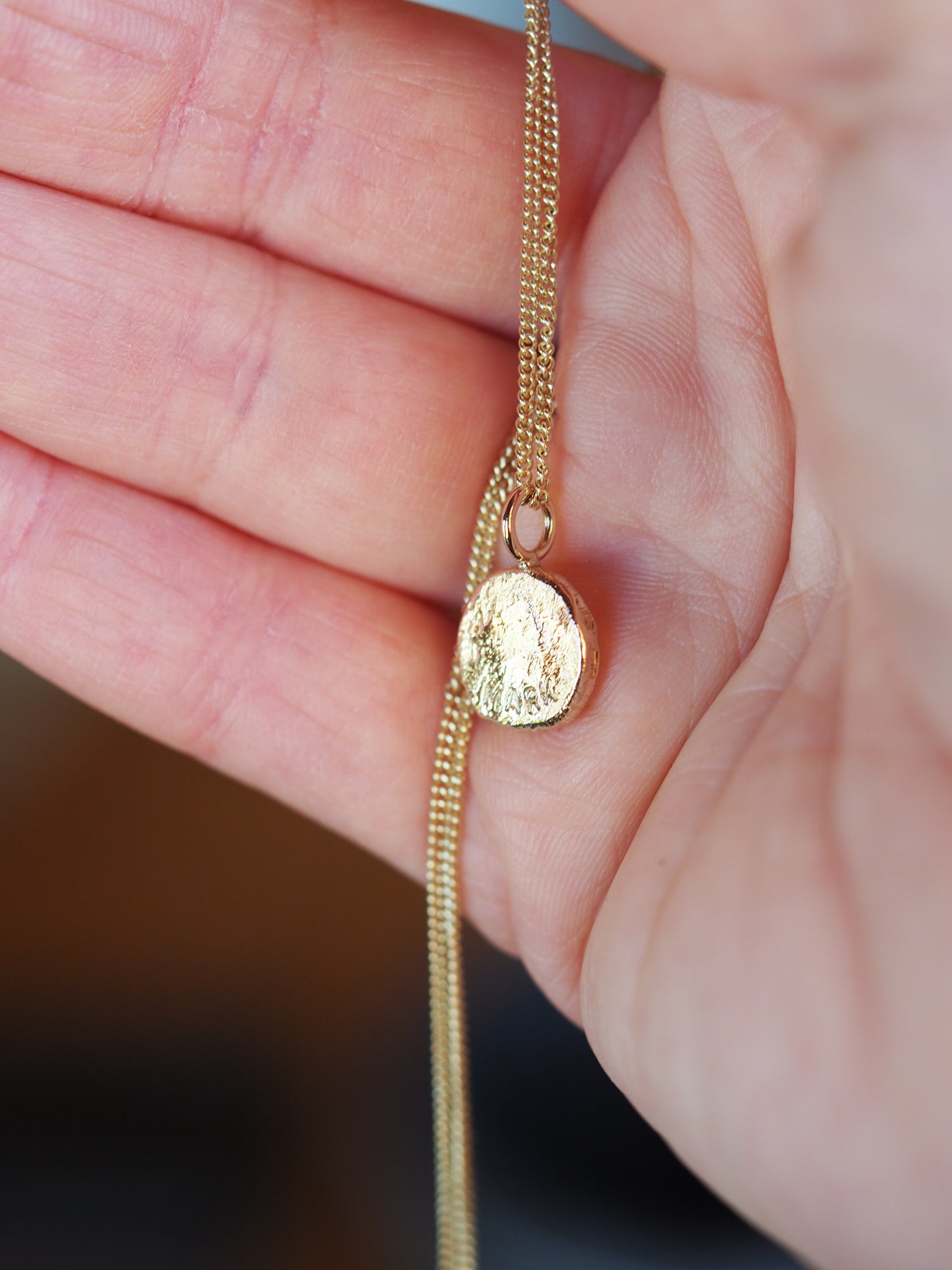 Solid 9ct gold nugget necklace