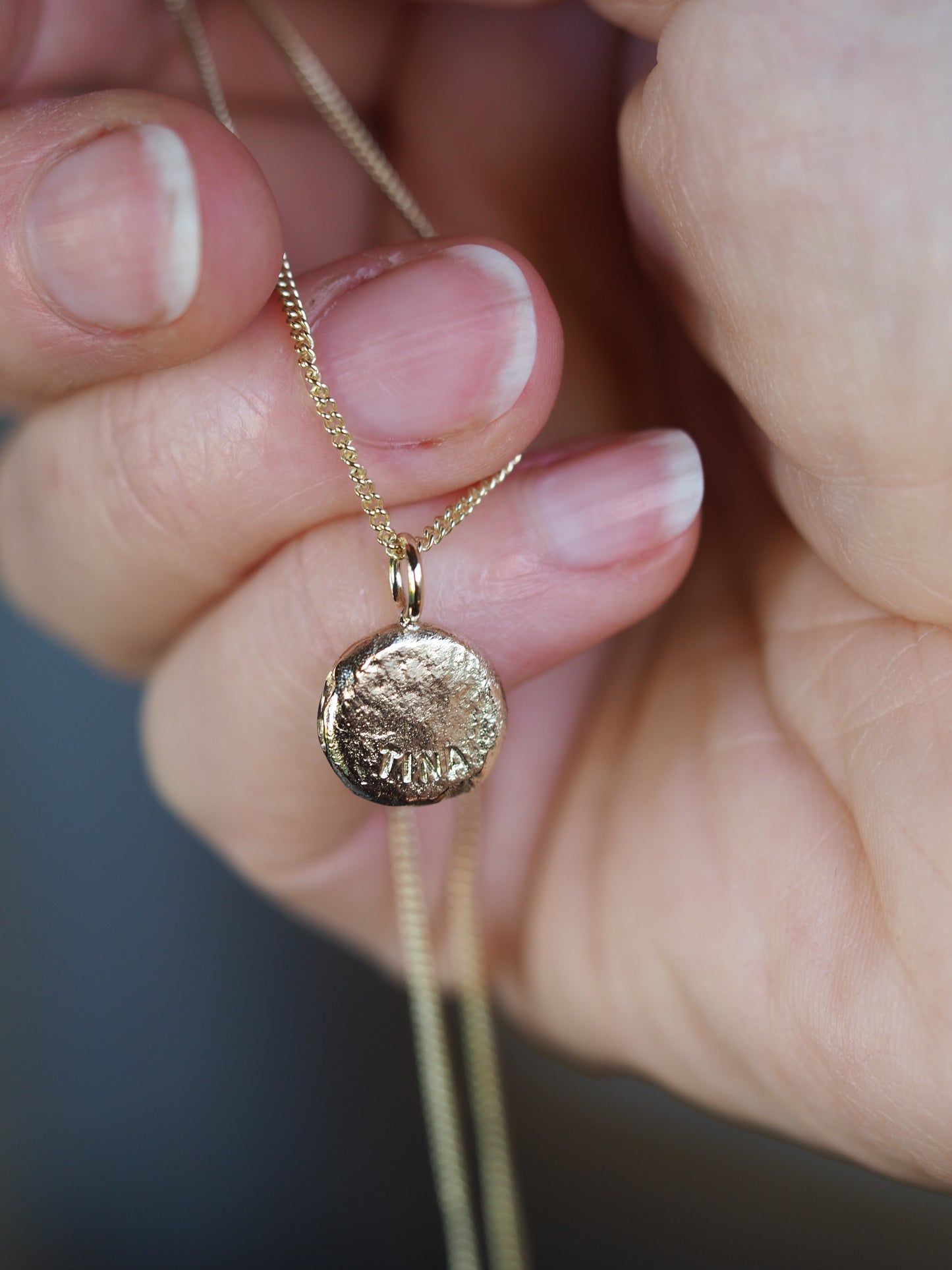 Solid 9ct gold nugget necklace