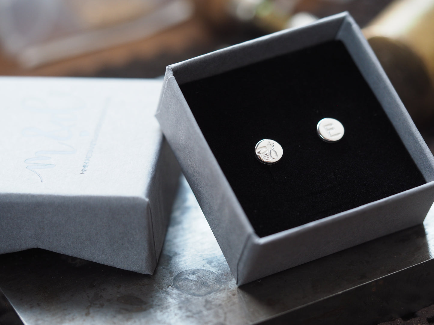 Boucles d'oreilles disque d'argent personnalisées 