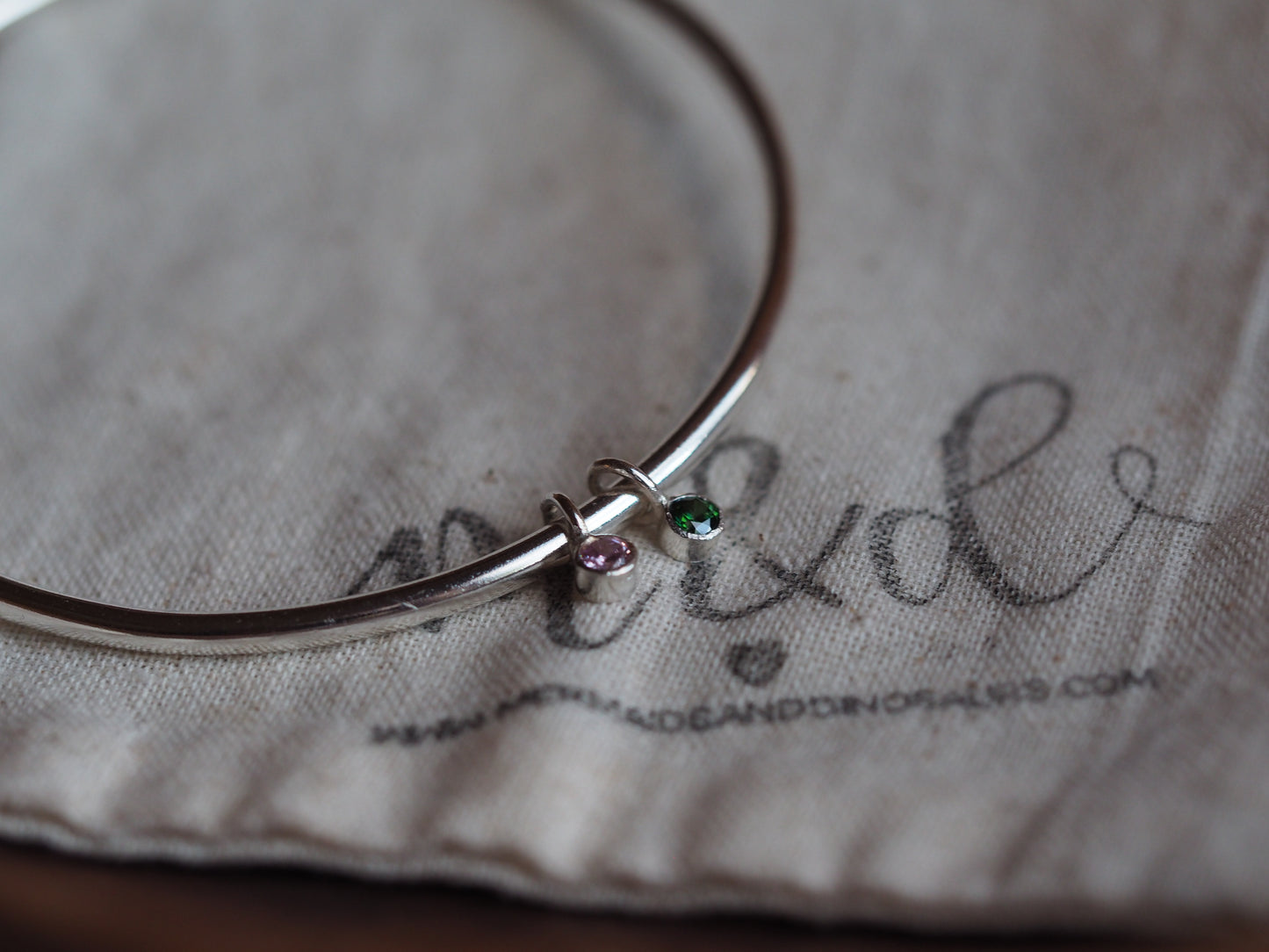 Sterling silver birthstone bangle