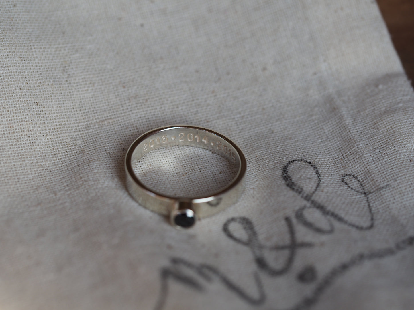 Chunky personalised birthstone ring