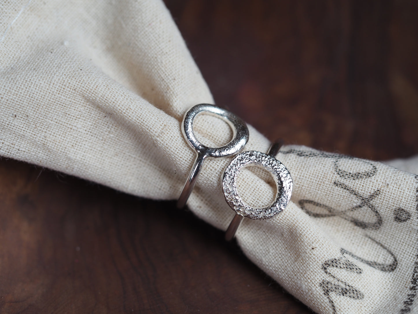 Sterling silver circle molten ring